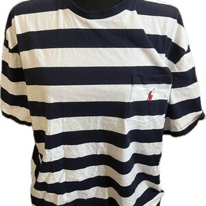 Ralph Lauren Navy and White Striped Short Sleeve Tee